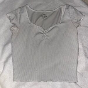 Hollister Women's White Ribbed Crop Top
